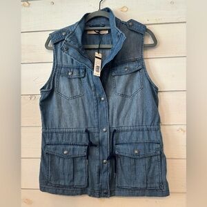 Max Jeans Utility DenimVest NWT Linen CottonDrawstring Waist Pockets
Medium NEW